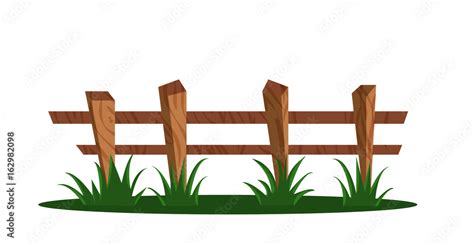 Wooden fence. Vector cartoon illustration. Stock Vector | Adobe Stock