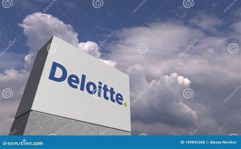 DELOITTE Logo Against Sky Background, Editorial 3D Rendering Editorial Stock Photo ...