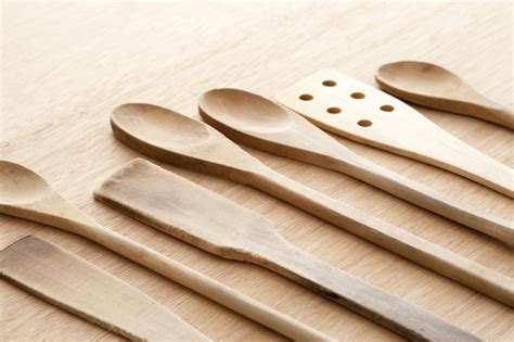 Close-up of various traditional kitchen utensils - Free Stock Image