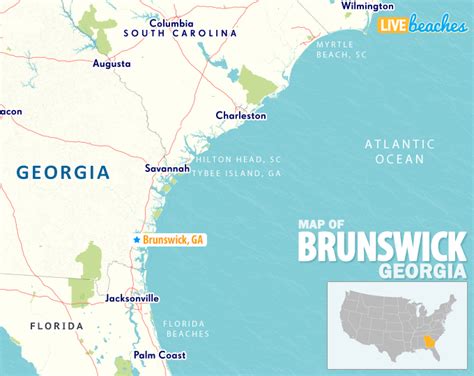 Map of Brunswick, Georgia - Live Beaches