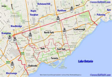 Municipalities Toronto map - Map of municipalities Toronto (Canada)