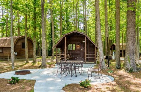 A patio adds so much value to a Camping Cabin located at the Virginia Beach KOA Holiday ...