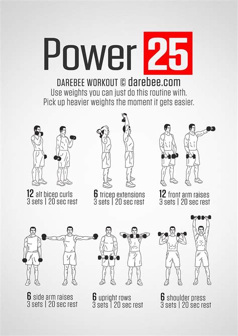 Power 25 Workout | Dumbell workout, Dumbbell workout, Workout