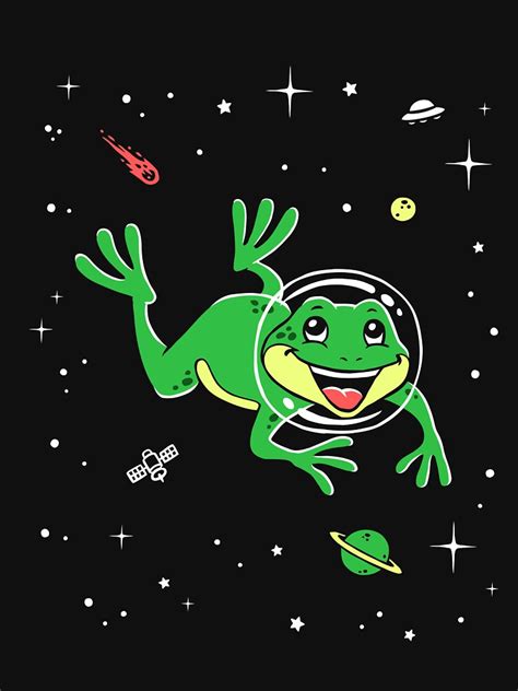 "Frog In Space T-Shirt - Cute Cartoon Amphibian" Womens T-Shirt by dinosareforever | Redbubble