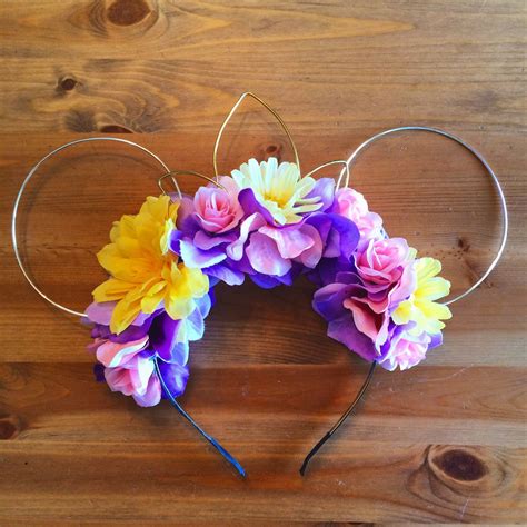 Rapunzel mouse ears, flower crown, Disneyland mouse ears, Tangled | Diy ...