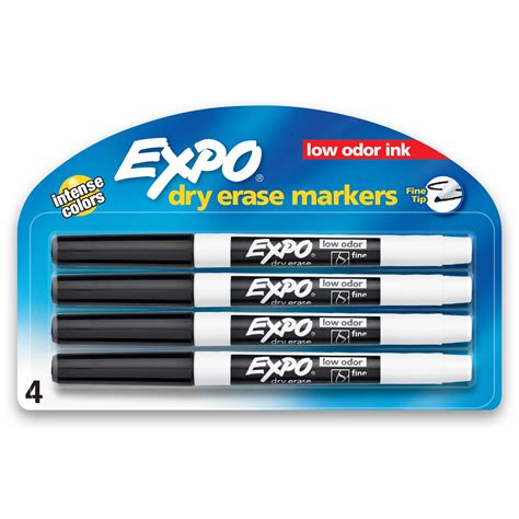 EXPO Low Odor Dry Erase Markers, Fine Tip, Black, 4 Count - Walmart.com