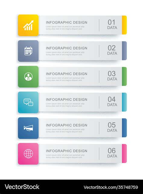 6 data infographics tab index template design Vector Image