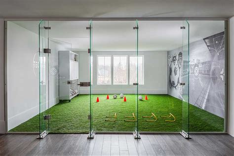 This family brought the soccer field home with this indoor training area