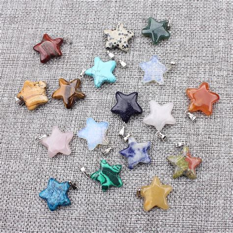 5PCS/Lot Mixed Star Shaped Jewelry Accessories Natural Stone Point Charms Pendants Jewelry ...