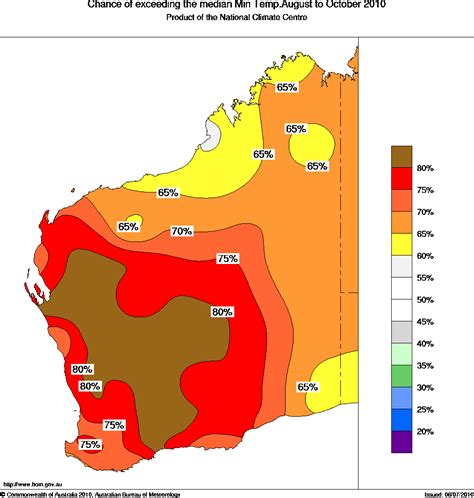 probability of exceeding median minimum temperature - click on the map for a larger version of ...