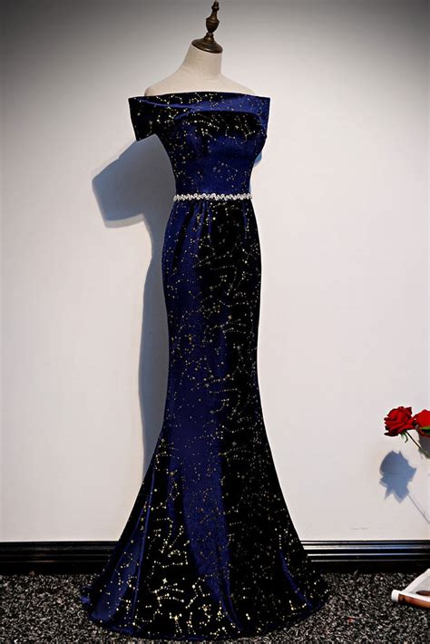 Dark blue mermaid long prom dress blue mermaid evening dress - dresstby