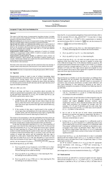 (PDF) Nonparametric Hypothesis Testing Report | Loc Nguyen's Academic Network and Loc Nguyen ...