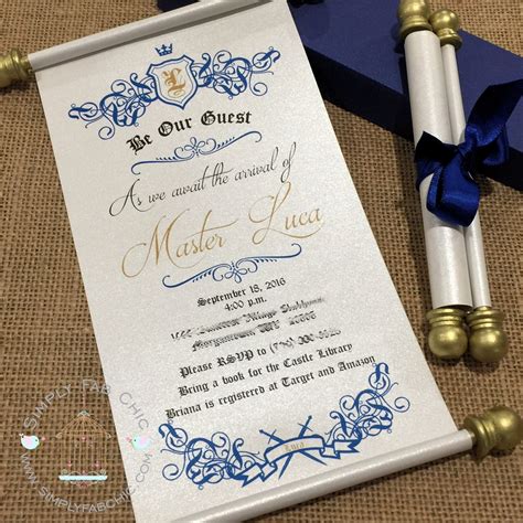 Royal Prince Princess Scroll Invitation Birthday Wedding