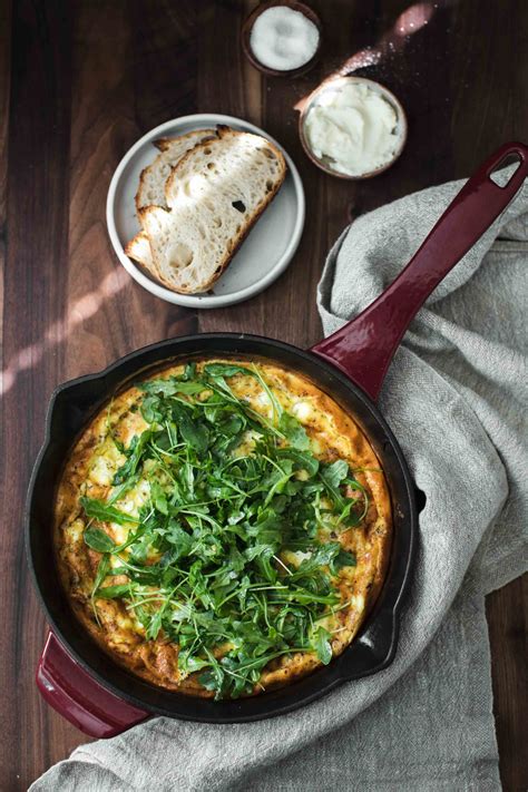 Onion Frittata with Goat Cheese and Arugula | Naturally Ella