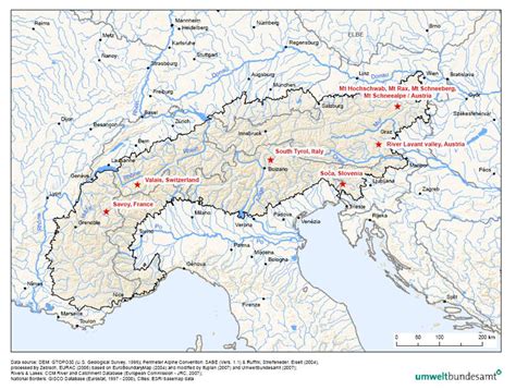 Alps Mountain Range On Europe Map