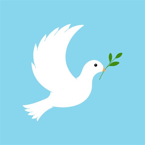 Peace dove symbol in flat style, vector illustration. Flying bird on blue background for ...