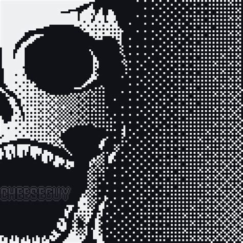 ArtStation - Pixel art Screaming Skull (Black and white) - Cheeseguy