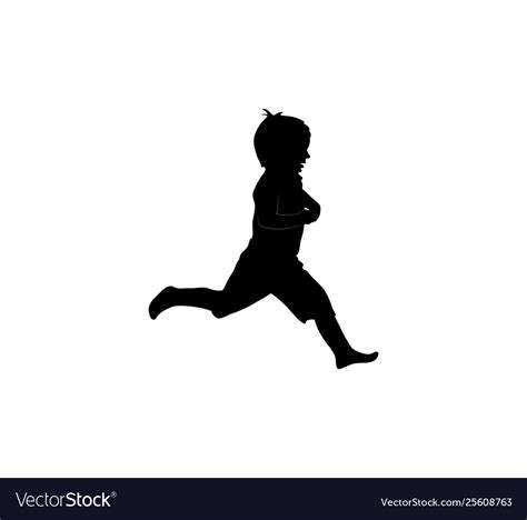 Isolated icon black silhouette running child Vector Image