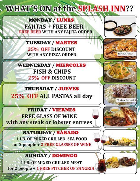 Restaurant Specials - Splash Inn Dive Resort