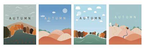 Premium Vector | Autumn nature, village and city landscapes