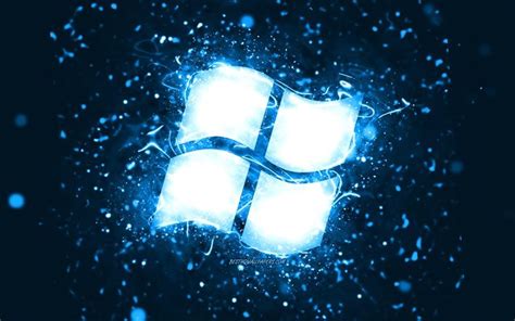 Download Wallpapers Microsoft Dark Blue Logo 4k Dark Blue Neon Lights ...