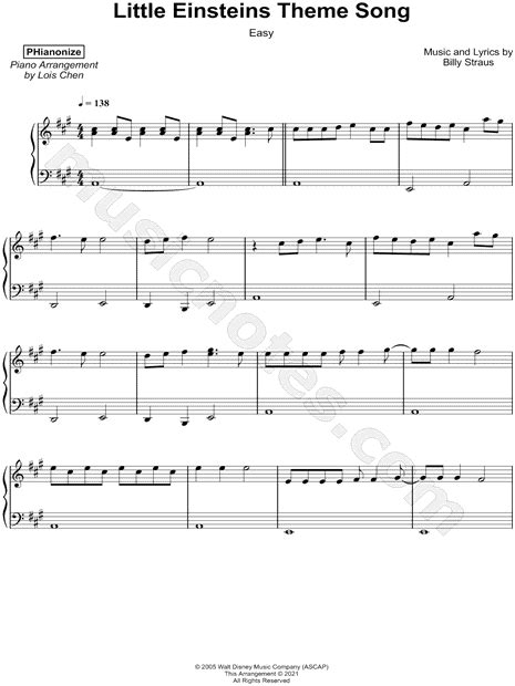 PHianonize "Little Einsteins Theme Song [easy]" Sheet Music (Piano Solo) in A Major - Download ...