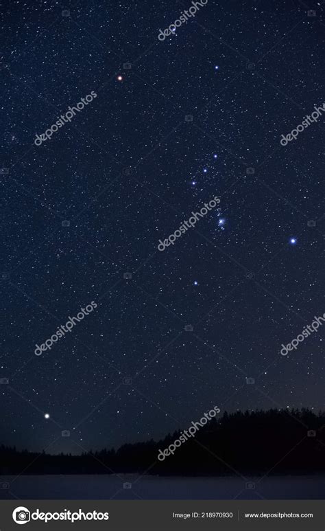 Orion Constellation Sirius Rising Horizon Cold Winter Night Stock Photo ...