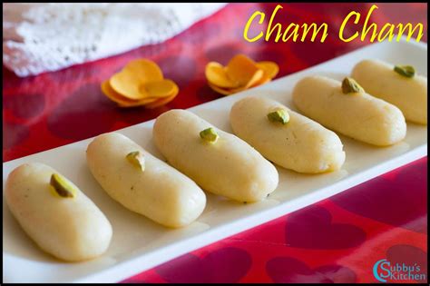 Bengali Cham Cham Recipe | Malai Cham Cham Recipe | How to make Chum Chum - Subbus Kitchen