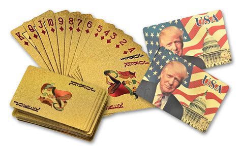 24K GOLD DONALD TRUMP PLAYING CARDS w/ CERTIFICATE OF AUTHENTICITY CARD ...