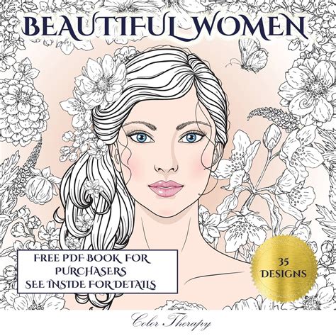 Color Therapy: Color Therapy (Beautiful Women) : An adult coloring (colouring) book with 35 ...