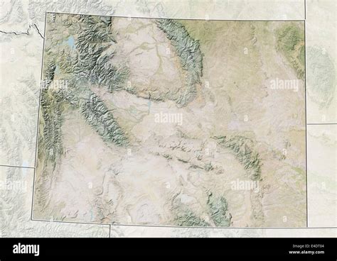 State of Wyoming, United States, Relief Map Stock Photo, Royalty Free ...