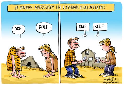 World Evolution of communication caveman texting internet millennials ...