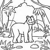 Colorful Jungle Animal Habitat Coloring Page 25164 20354 sketch template