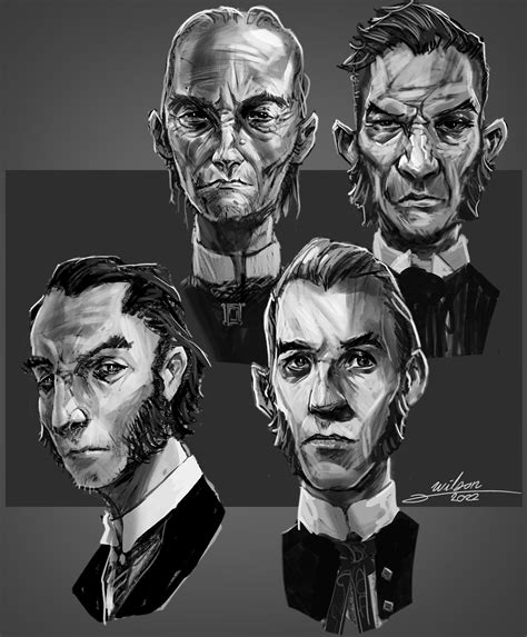 I sketched some Dishonored style characters today : r/dishonored