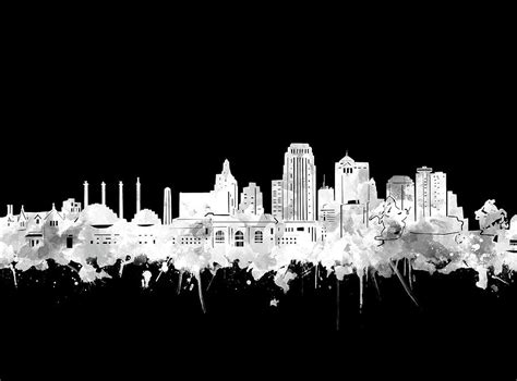 Kansas City Skyline Black And White 2 Digital Art by Bekim M - Pixels