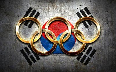 Download wallpapers South Korean olympic team, golden olympic rings ...