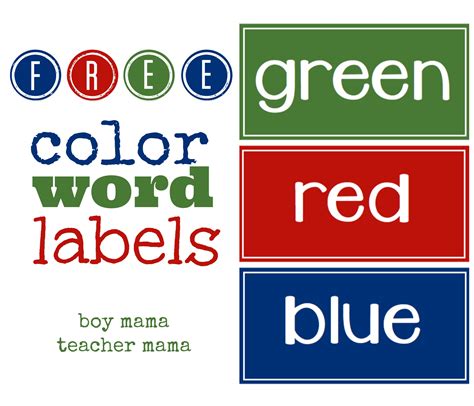 Teacher Mama: FREE Color Word Labels - Boy Mama Teacher Mama