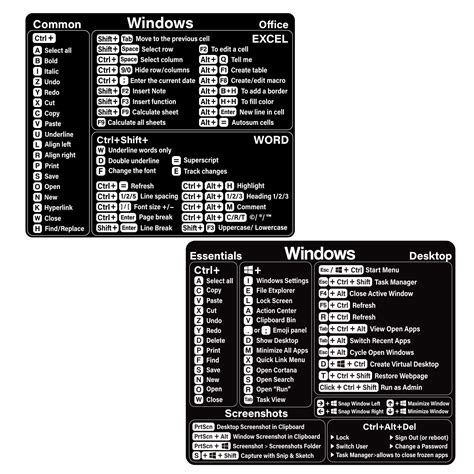 Buy Microsoft Windows + Word/Excel Quick Reference Guide Keyboard Shortcut Stickers, Laptop ...