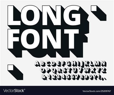 Long shadow font retro boldness 3d alphabet old vector image on VectorStock | Shadow fonts, Long ...