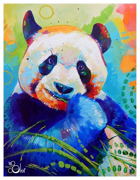 Panda - Original colorful traditional acrylic painting on paper 8.5"x11 ...