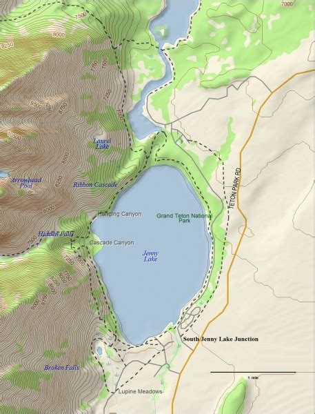 Jenny Lake Hiking Map - Moose Wyoming • mappery