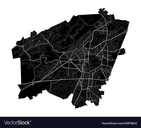 Damascus map detailed black of city Royalty Free Vector