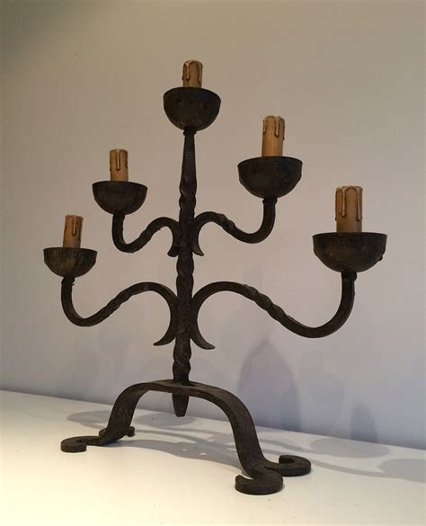 Wrought Iron Candle Holder, 1920s for sale at Pamono