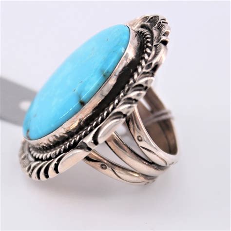 Large Turquoise Ring – Squash Blossom