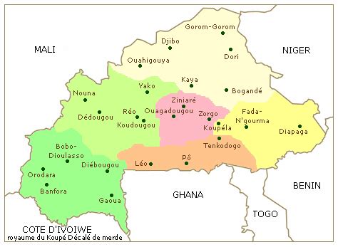 Burkina Faso Régions Carte