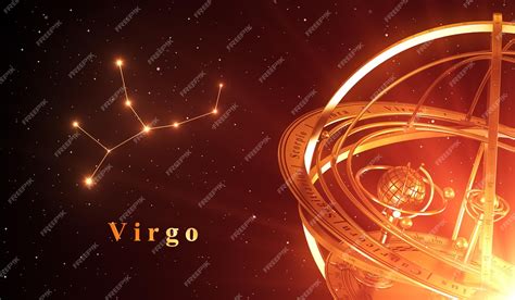 Premium Photo | Zodiac constellation virgo and armillary sphere over red background