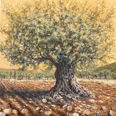 The golden olive tree Painting by Miki Karni | Saatchi Art