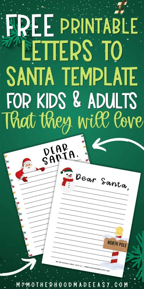 Free Printable Letters to Santa Template for Kids and Adults (2023) – My Motherhood Made Easy