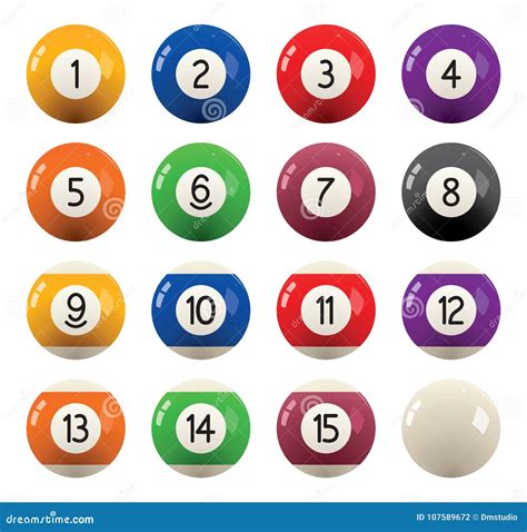 Collection of Billiard Pool Balls with Numbers. Vector Stock Vector - Illustration of object ...