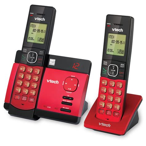 2 Handset Red Cordless Phone with Digital Answering System & Caller ID/Call Waiting | CS5129-26 ...